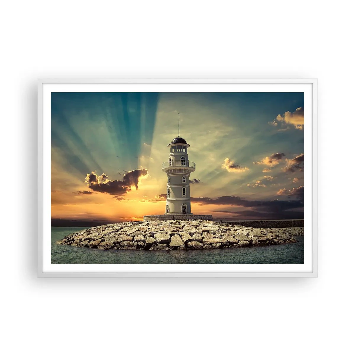 Póster en marco blanco - Luz - Bondad - Belleza - 100x70 cm