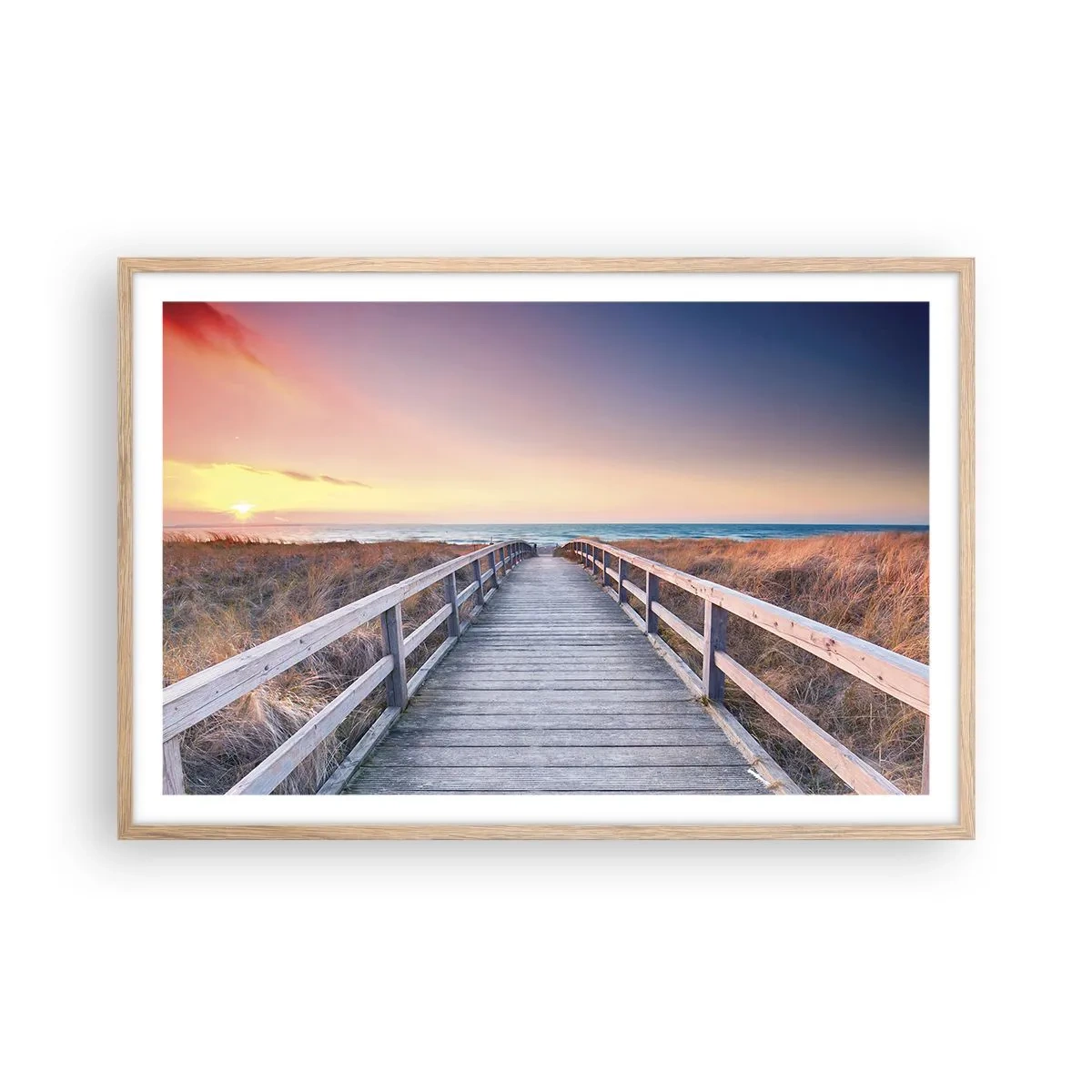 Póster en marco roble claro - Aurora vespertina del Báltico - 91x61 cm