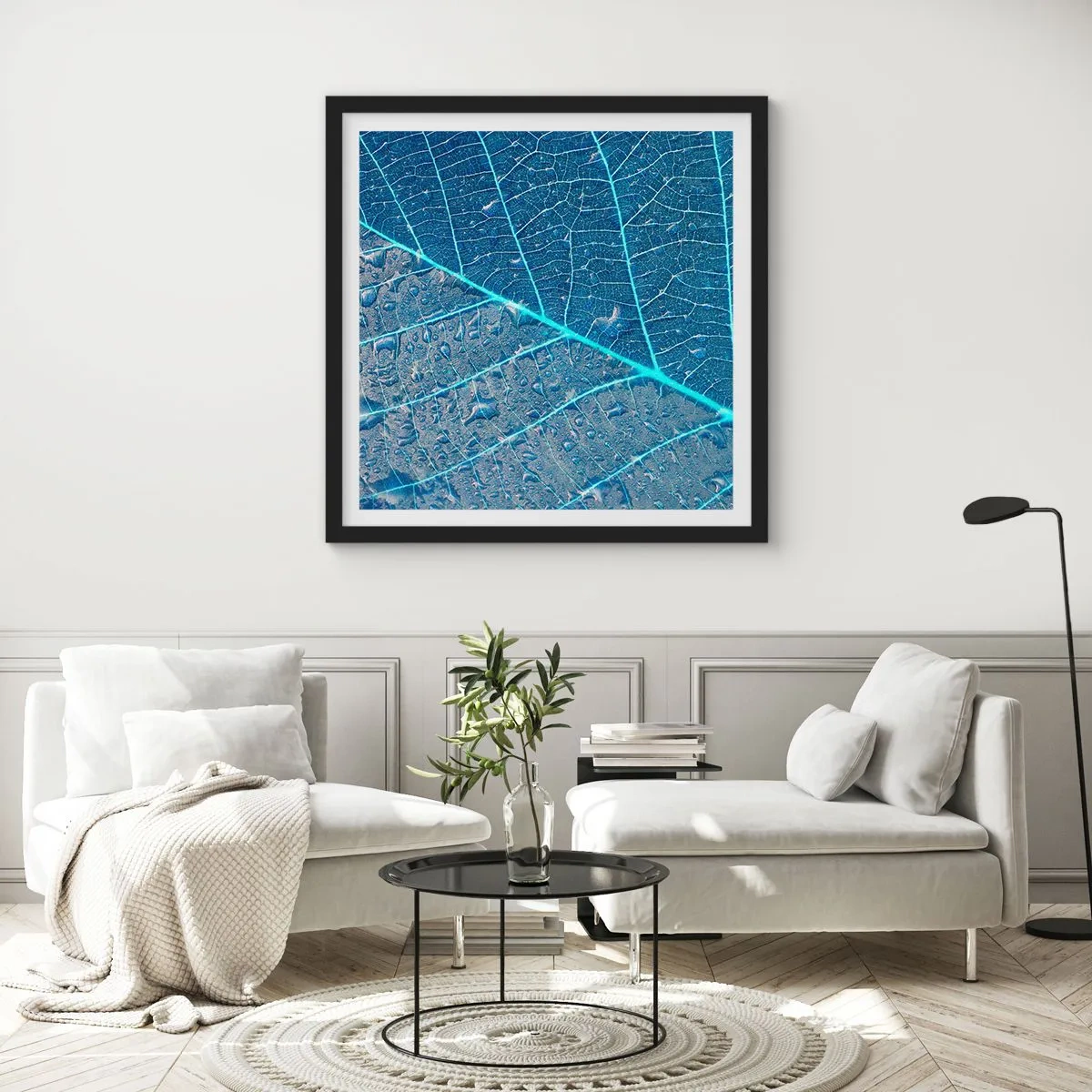 Póster en marco negro - Vida en el azul - 60x60 cm