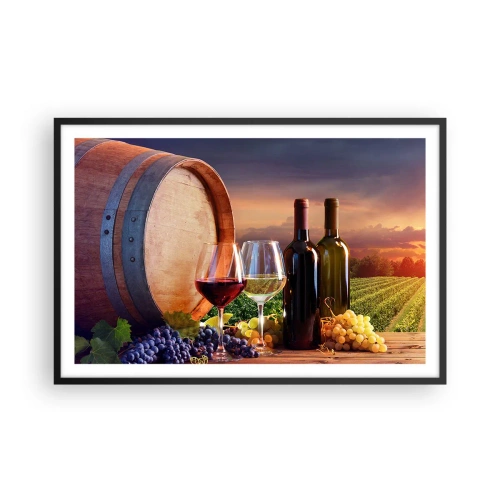 Póster en marco negro - Aquí la vida tiene un sabor - 91x61 cm