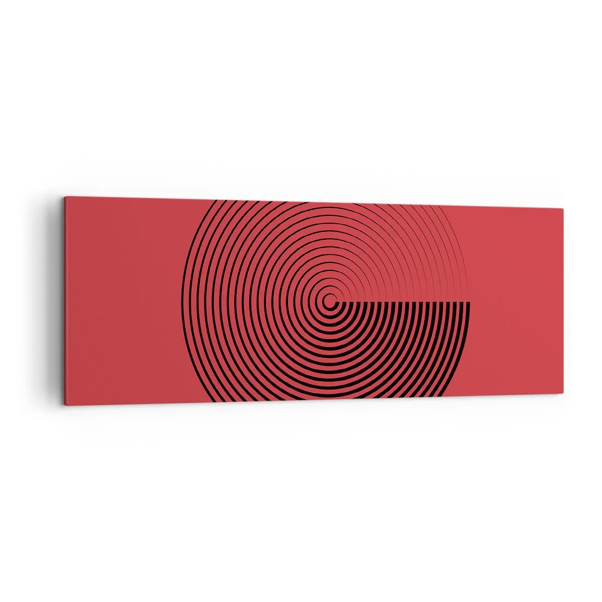 Cuadro sobre lienzo - Impresión de Imagen - Círculos concéntricos sobre fondo rojo - 140x50cm - Movimiento circular - Decoración de pared moderna para salón y dormitorio ARTTOR