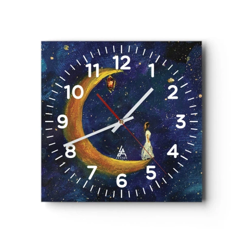 Reloj de pared - Reloj de vidrio - La llamada de la Luna - 30x30 cm