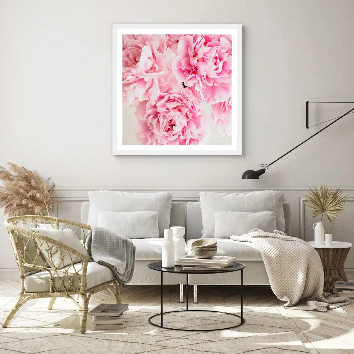 Póster en marco blanco - En el esplendor del rosa - 60x60 cm