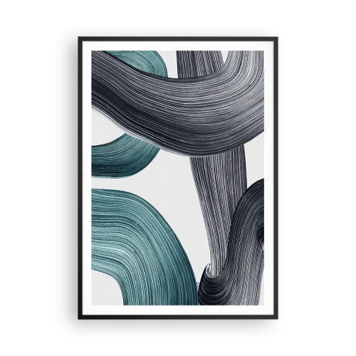 Póster en marco negro - Senderos esmeralda y negro - 70x100 cm