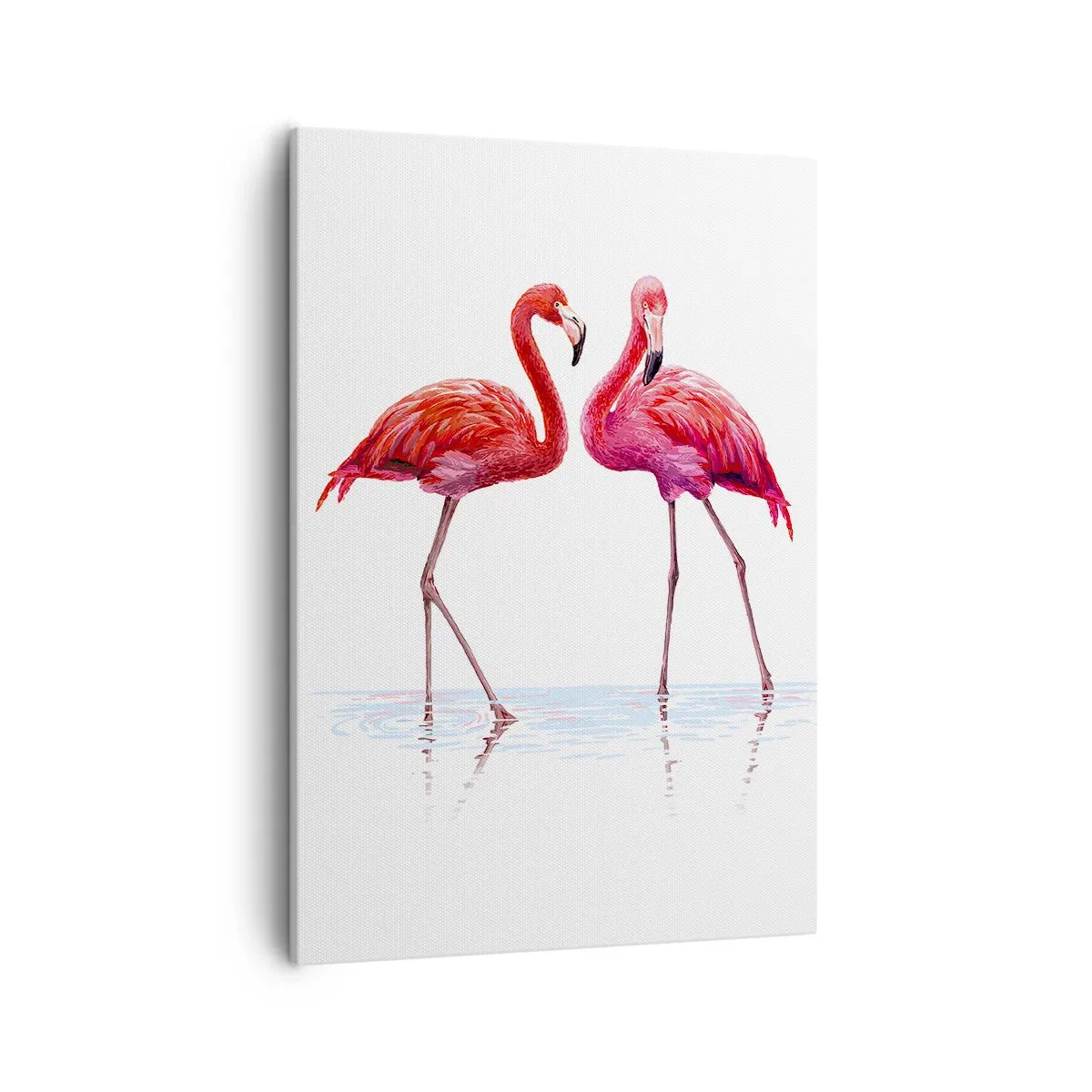 Cuadro sobre lienzo - Impresión de Imagen - Una pareja de flamencos en el agua contra un fondo claro. - 50x70cm - Cita rosada - Decoración de pared moderna para salón y dormitorio ARTTOR
