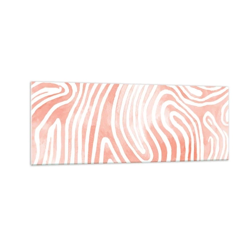 Cuadro sobre vidrio - Impresiones sobre Vidrio - Patrón abstracto en tonos rosa y blanco. - 140x50cm - En un laberinto de coral - Decoración de pared moderna para salón y dormitorio ARTTOR