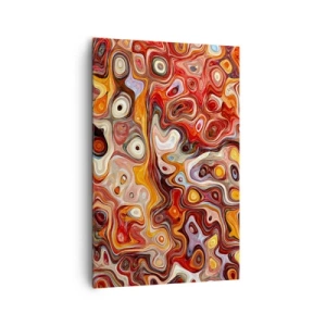 Cuadro sobre lienzo - Impresión de Imagen - Una composición abstracta en tonos cálidos de rojo, naranja y amarillo. - 80x120cm - Si las nueces se derritieran en la miel - Decoración de pared moderna para salón y dormitorio ARTTOR