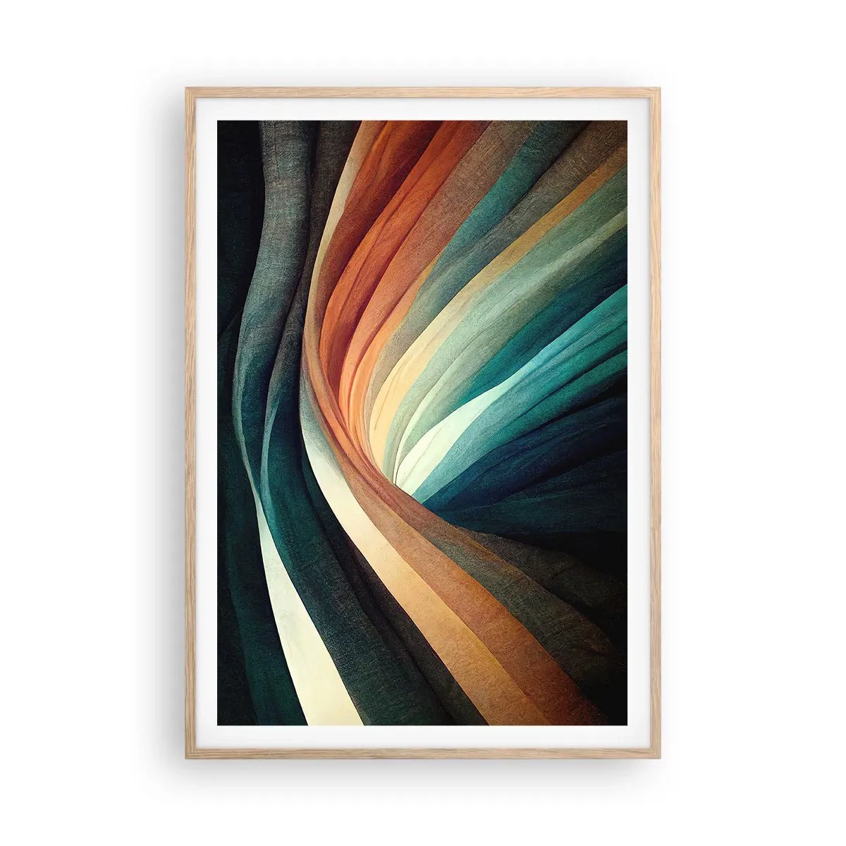 Póster en marco roble claro - Tejido de colores - 70x100 cm