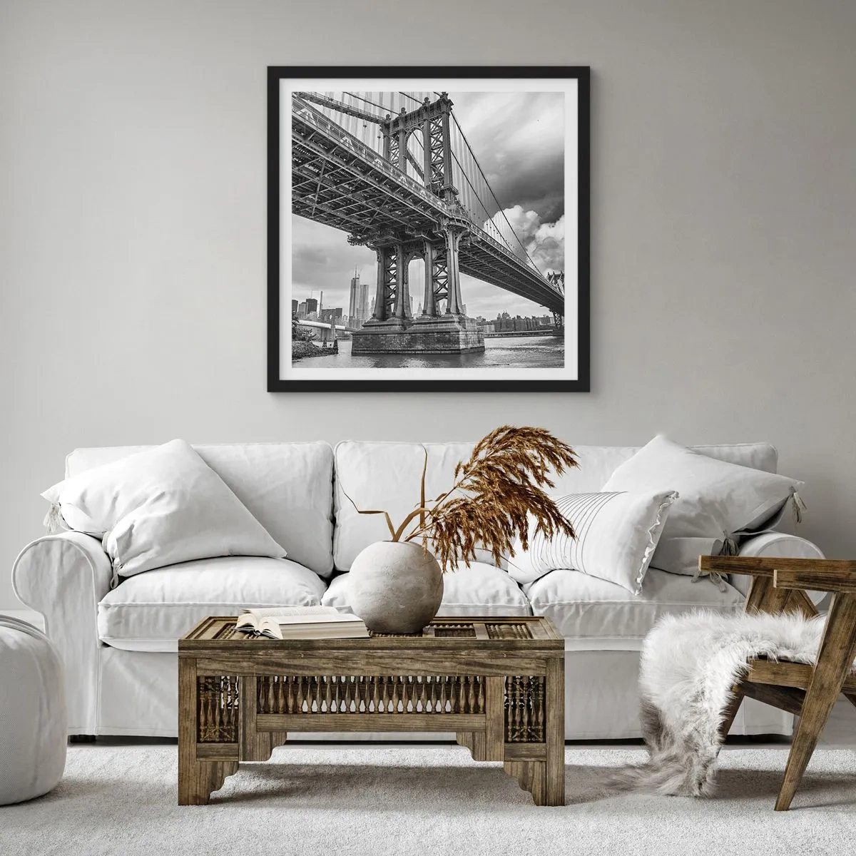 Póster en marco negro - Al corazón de la ciudad - 60x60 cm
