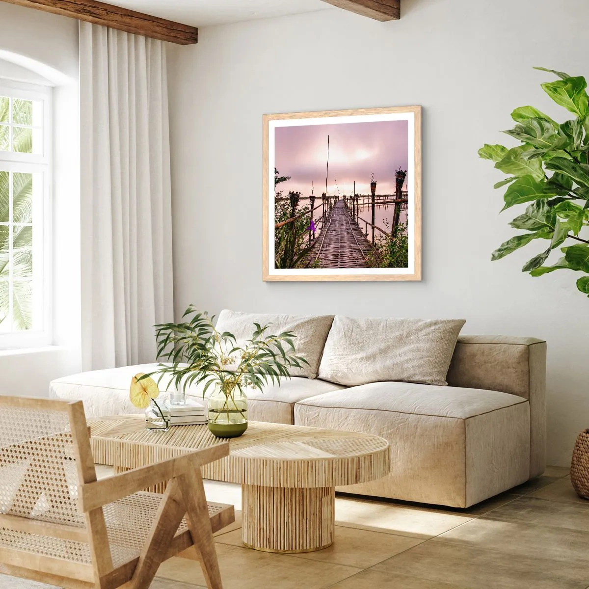 Póster en marco roble claro - La tranquilidad de Asia - 50x50 cm