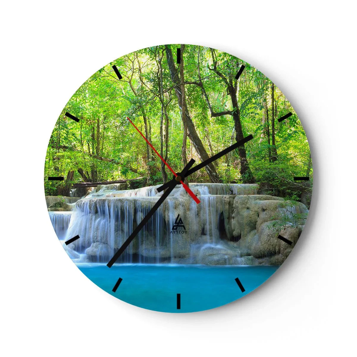 Reloj de pared - Reloj de vidrio - Ahogarse en turquesa y verde - 40x40 cm