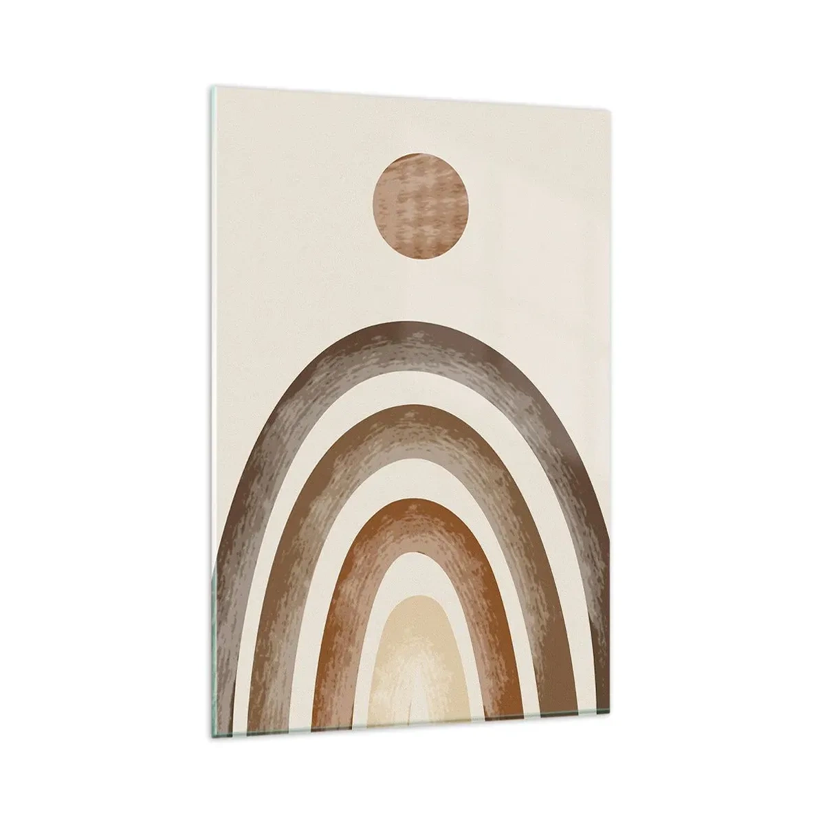 Cuadro sobre vidrio - Impresiones sobre Vidrio - Motivo planetario geométrico en tonos marrones - 80x120cm - En otro mundo - Decoración de pared moderna para salón y dormitorio ARTTOR