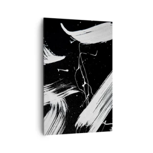Cuadro sobre lienzo - Impresión de Imagen - Trazos blancos abstractos sobre un fondo negro - 80x120cm - Rompiendo la oscuridad - Decoración de pared moderna para salón y dormitorio ARTTOR