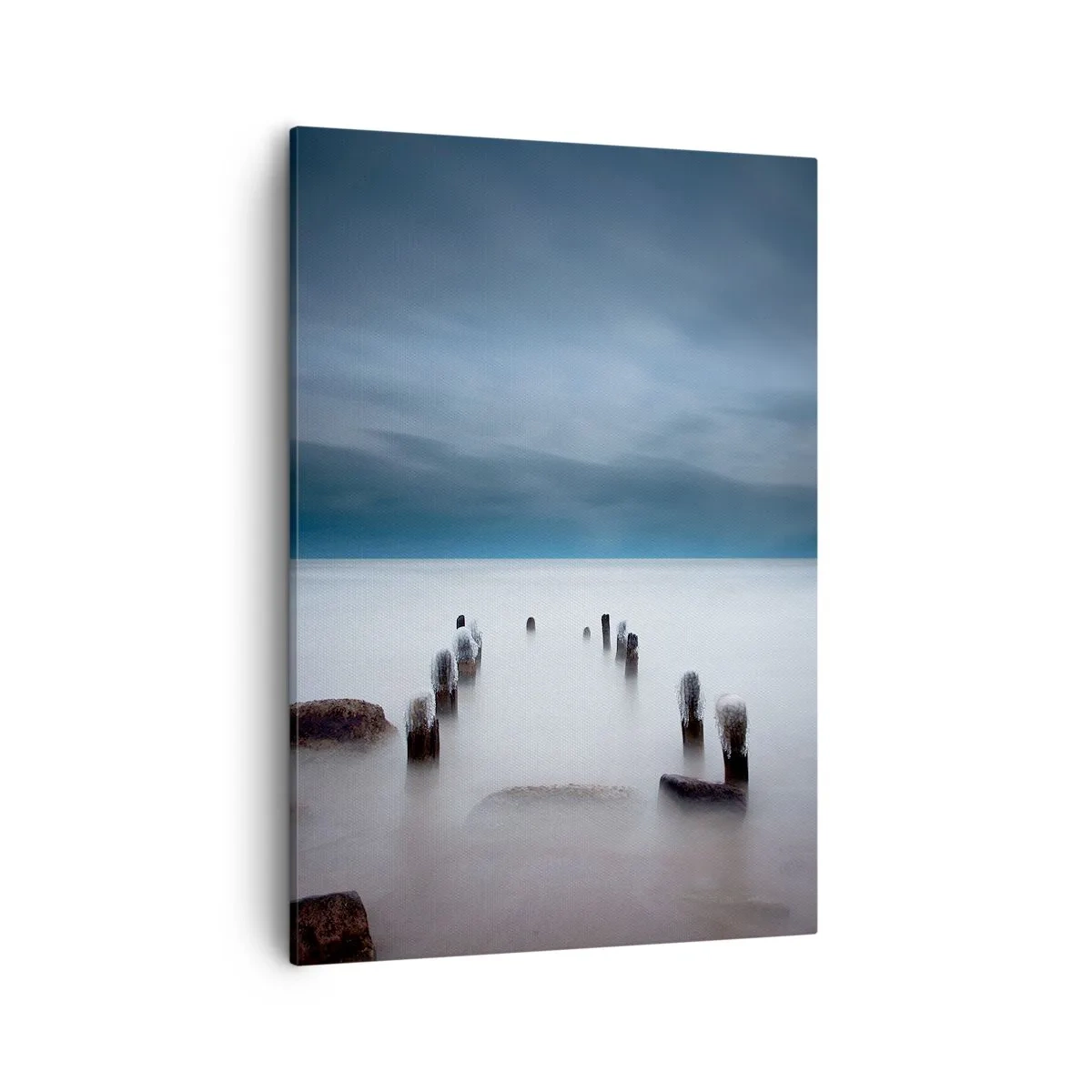 Cuadro sobre lienzo - Impresión de Imagen - El viejo muelle con el mar en calma como telón de fondo - 50x70cm - El lago del pensamiento - Decoración de pared moderna para salón y dormitorio ARTTOR