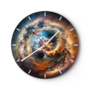 Reloj de pared - Reloj de vidrio - Un vórtice cósmico de colores intensos - 30x30cm - El inicio de todo - Decoración de pared moderna para salón, cocina y dormitorio ARTTOR