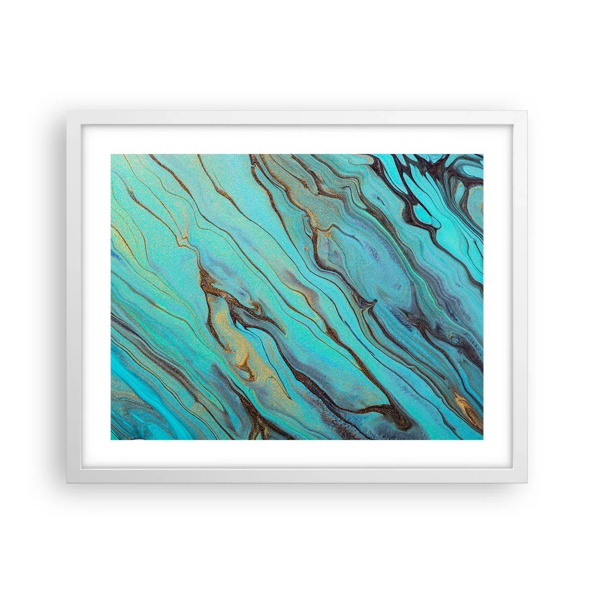 Póster en marco blanco - Marea turquesa - 50x40 cm