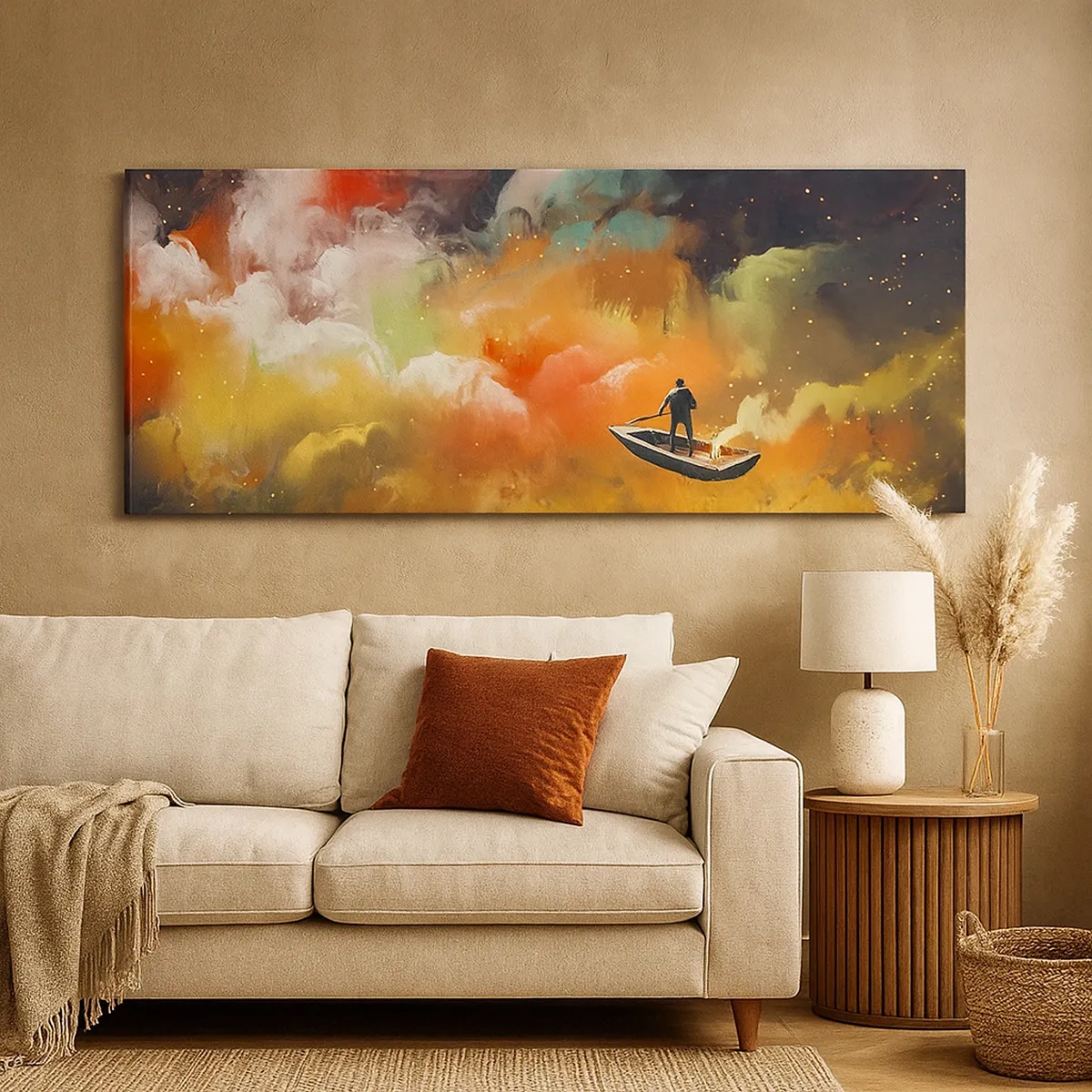 Cuadro sobre lienzo - Impresión de Imagen - En barco por la galaxia - 30x30 cm