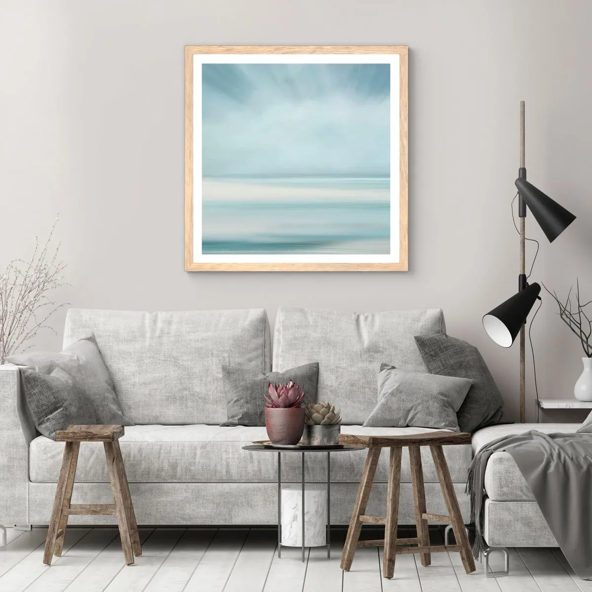 Póster en marco roble claro - Paz hasta el horizonte - 50x50 cm