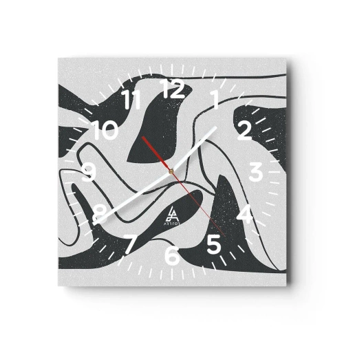 Reloj de pared - Reloj de vidrio - Juego abstracto en un laberinto - 40x40 cm
