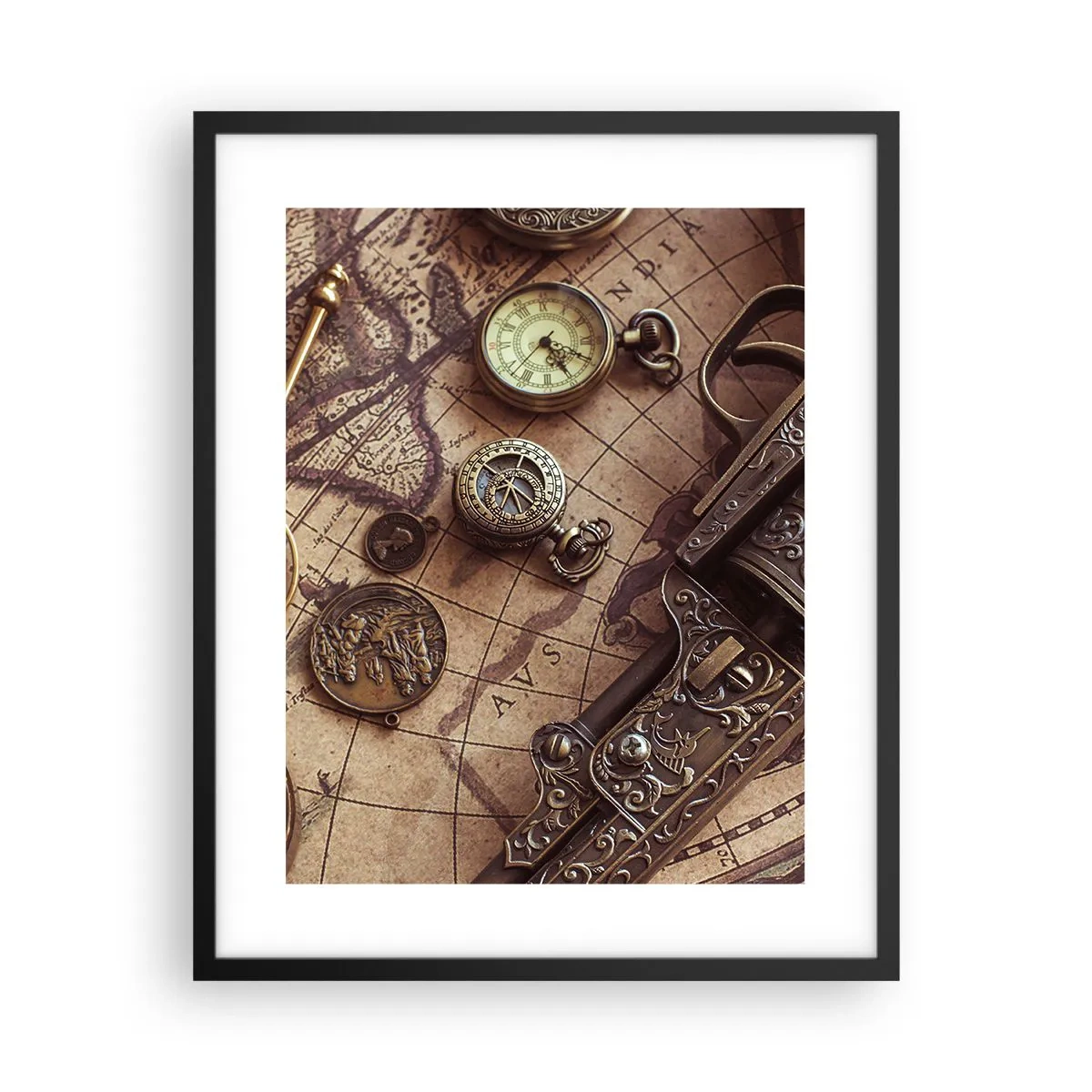 Póster en marco negro - La aventura llama - 40x50 cm