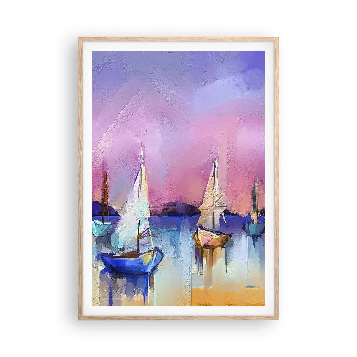 Póster en marco roble claro - Dirección alta mar - 70x100 cm