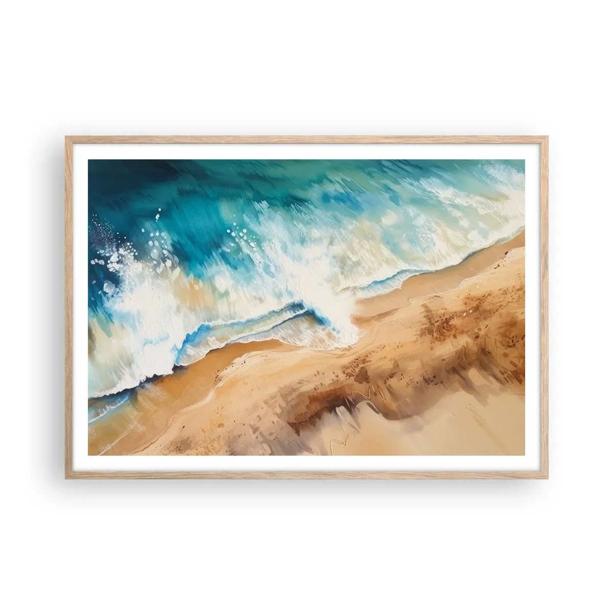 Póster en marco roble claro - Olas recurrentes - 100x70 cm