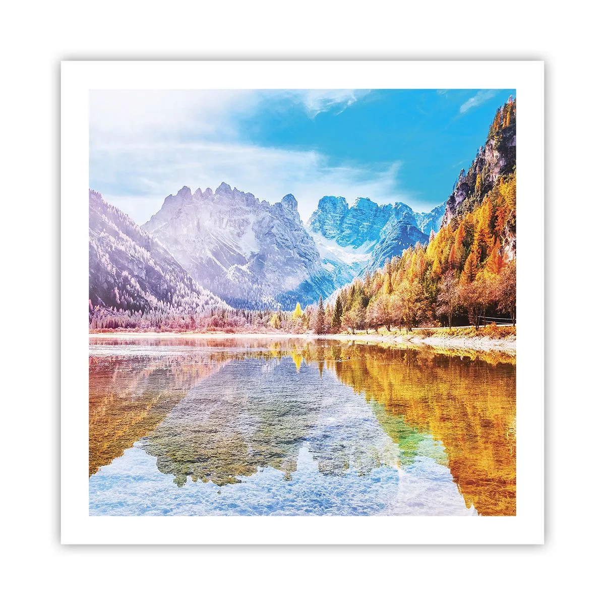 Póster - Ya es otoño en las montañas - 60x60 cm