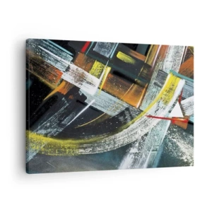 Cuadro sobre lienzo - Impresión de Imagen - Pinceladas abstractas coloridas - 70x50cm - La energía del movimiento - Decoración de pared moderna para salón y dormitorio ARTTOR
