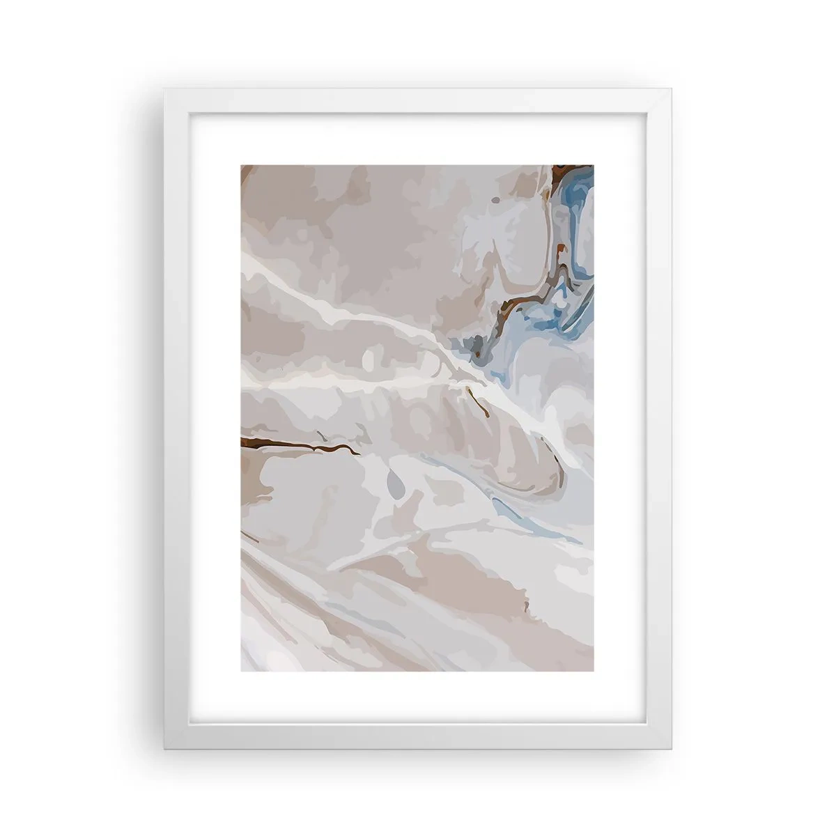 Póster en marco blanco - El azul serpentea por el blanco - 30x40 cm