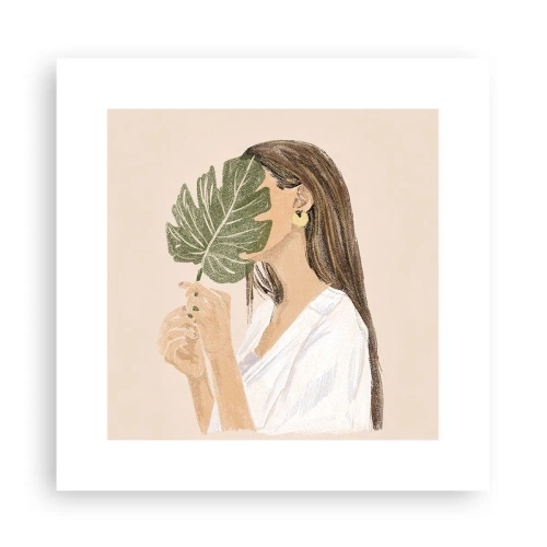 Póster - Retrato misterioso con un abanico - 30x30 cm