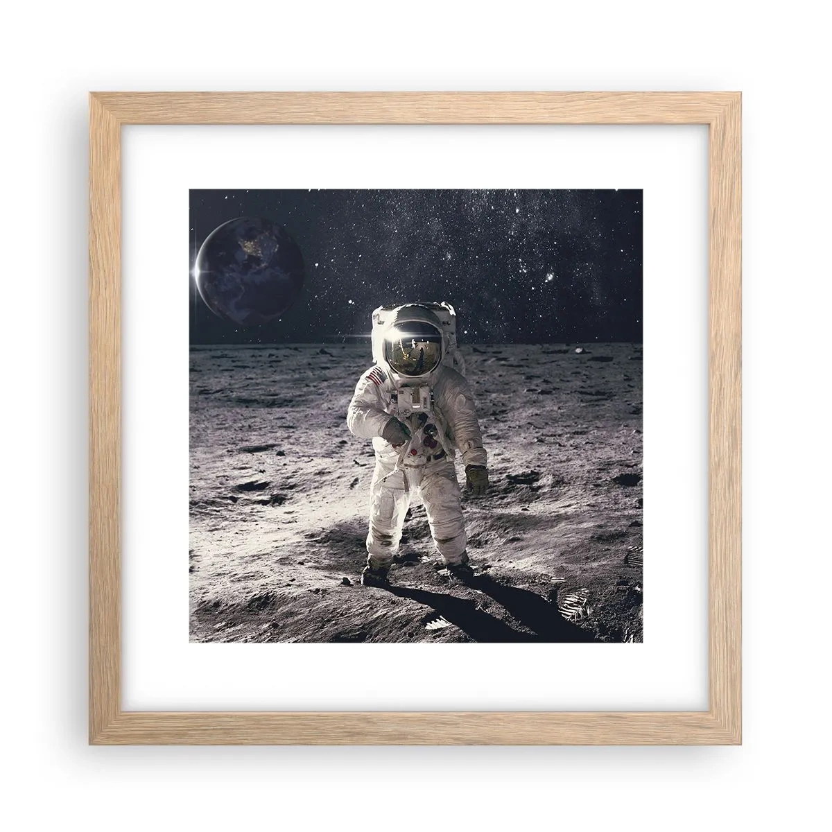 Póster en marco roble claro - Saludos desde la Luna - 30x30 cm