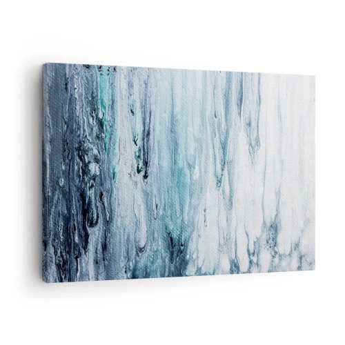 Cuadro sobre lienzo - Impresión de Imagen - Rayas abstractas azules y blancas que se asemejan a carámbanos - 70x50cm - Carámbanos de azul - Decoración de pared moderna para salón y dormitorio ARTTOR