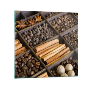 Cuadro sobre vidrio - Impresiones sobre Vidrio - Un tesoro de aromas - 70x70 cm