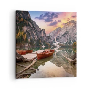 Cuadro sobre lienzo - Impresión de Imagen - Espejo entre montañas - 70x70 cm