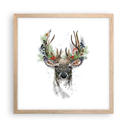 Póster en marco roble claro - Con vestimenta festiva - 40x40 cm