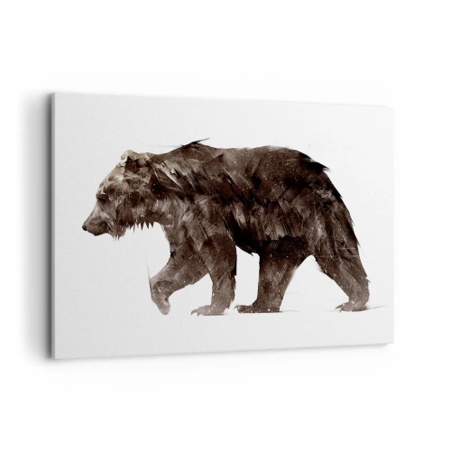 Cuadro sobre lienzo - Impresión de Imagen - Silueta artística de un oso - 100x70cm - Elegante y poderoso - Decoración de pared moderna para salón y dormitorio ARTTOR