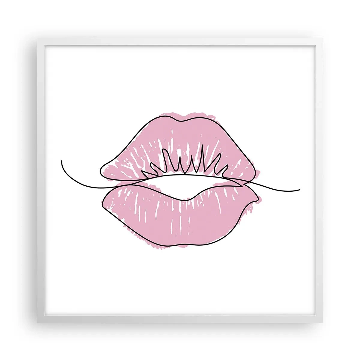 Póster en marco blanco - ¿Listo para un beso? - 60x60 cm