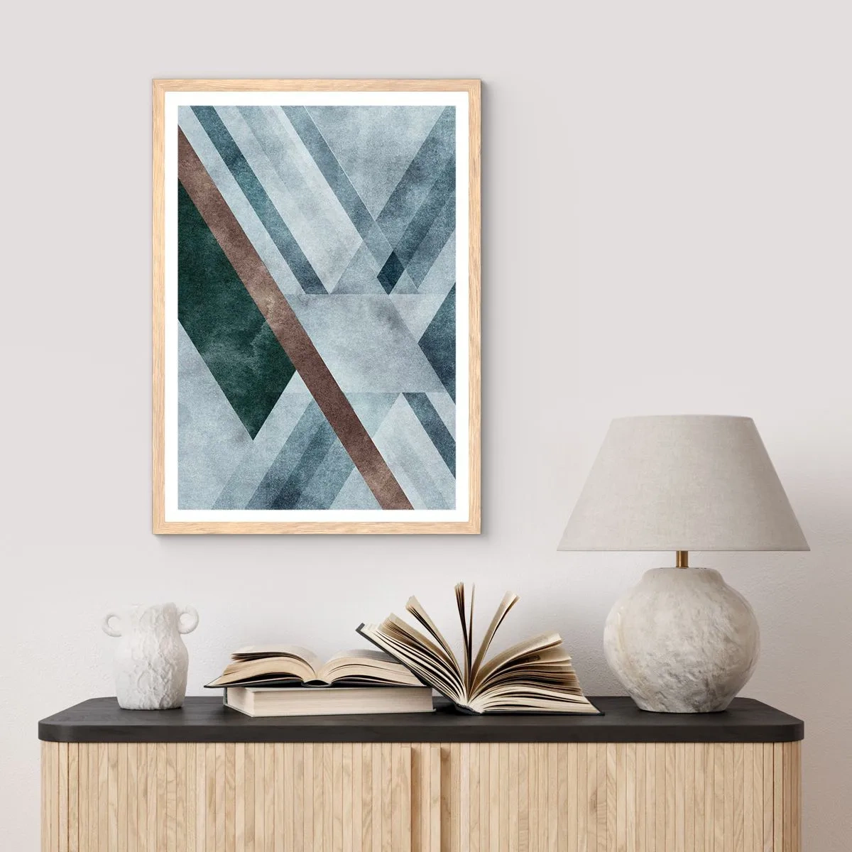 Póster en marco roble claro - Sofisticada elegancia de la geometría - 70x100 cm
