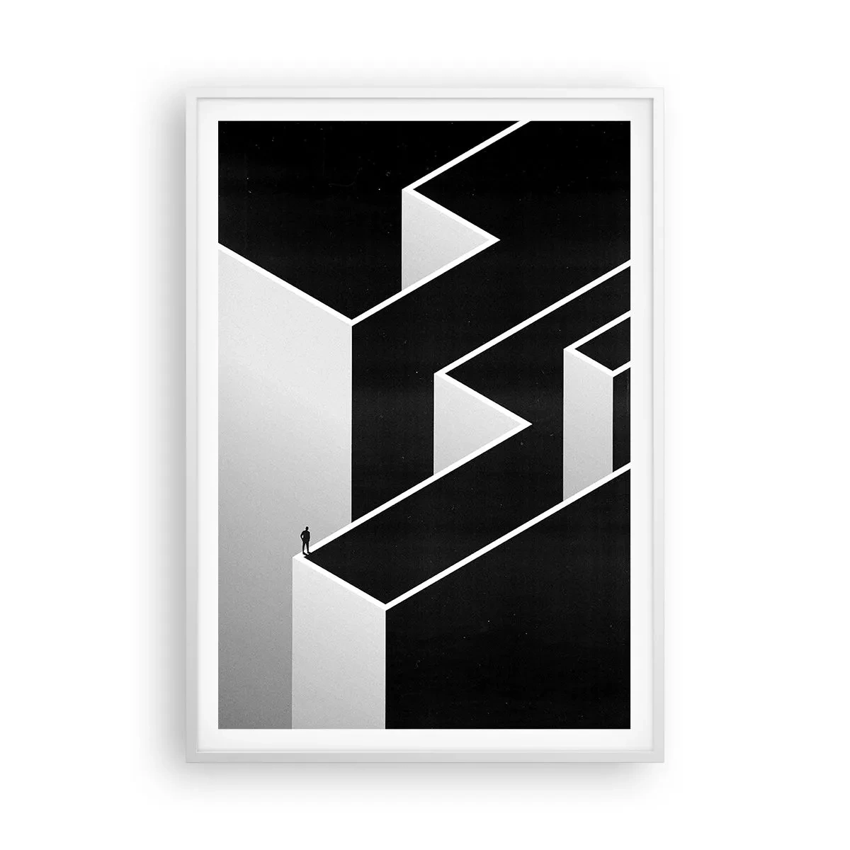 Póster en marco blanco - Soledad en la cumbre - 70x100 cm