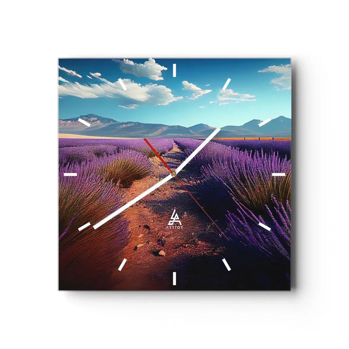 Reloj de pared - Reloj de vidrio - Campos fragantes - 40x40 cm