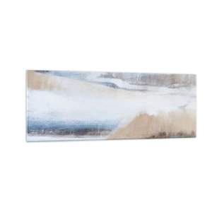 Cuadro sobre vidrio - Impresiones sobre Vidrio - Paisaje invernal abstracto en tonos blancos y azules. - 140x50cm - Composición invernal - Decoración de pared moderna para salón y dormitorio ARTTOR
