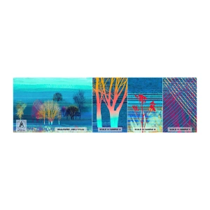 Muestra de fotomural autoadhesivo Deluxe Sticker - Un paisaje armónico - Paisaje, Bosque, Abstracción - 100x30 cm