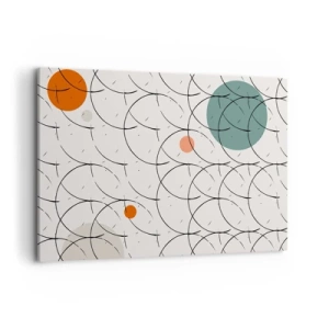Cuadro sobre lienzo - Impresión de Imagen - Patrón geométrico con círculos de colores sobre un fondo claro. - 120x80cm - Con espíritu pop-art - Decoración de pared moderna para salón y dormitorio ARTTOR
