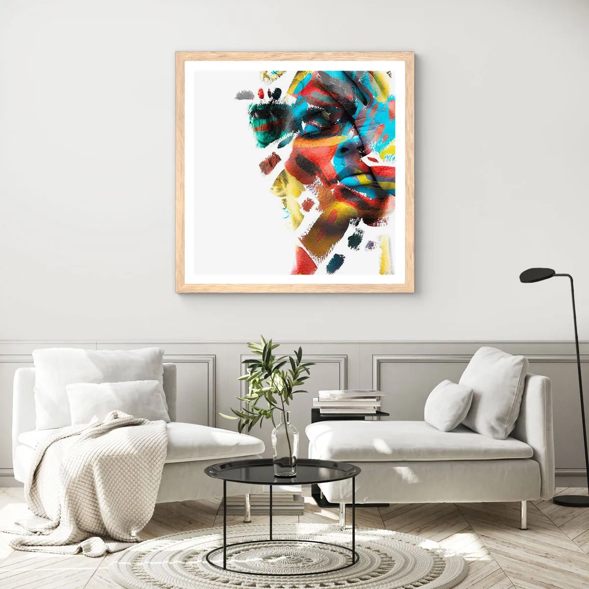 Póster en marco roble claro - Una personalidad colorida - 60x60 cm