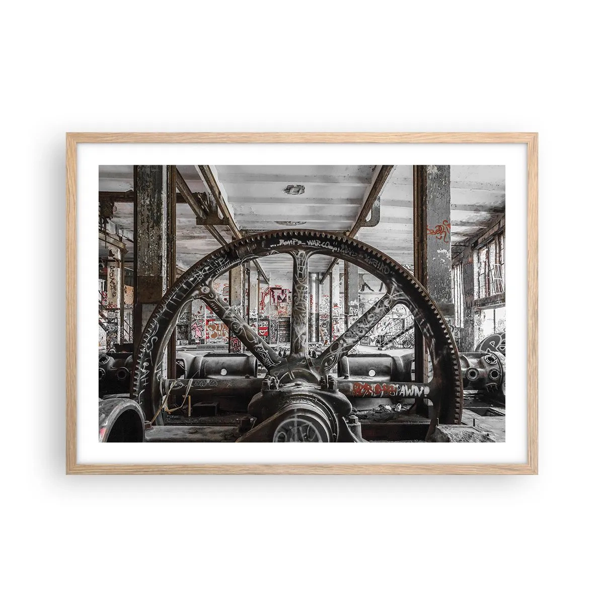 Póster en marco roble claro - La vida secreta de una fábrica - 70x50 cm