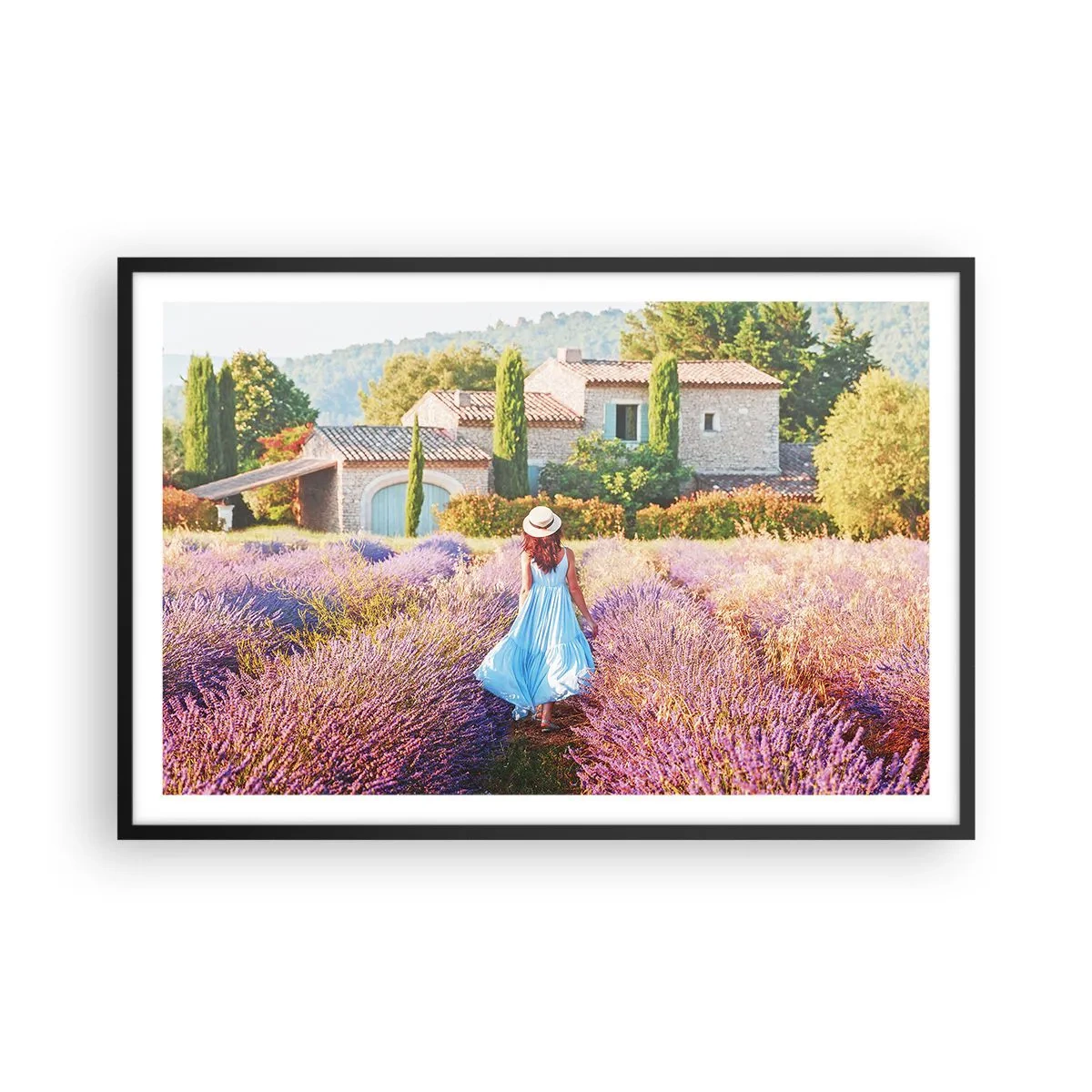 Póster en marco negro - La chica de la lavanda - 91x61 cm