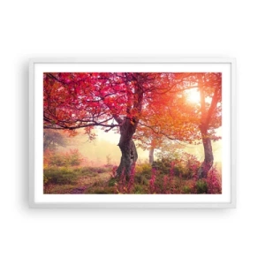 Póster en marco blanco - Un frenesí de floración - 70x50 cm