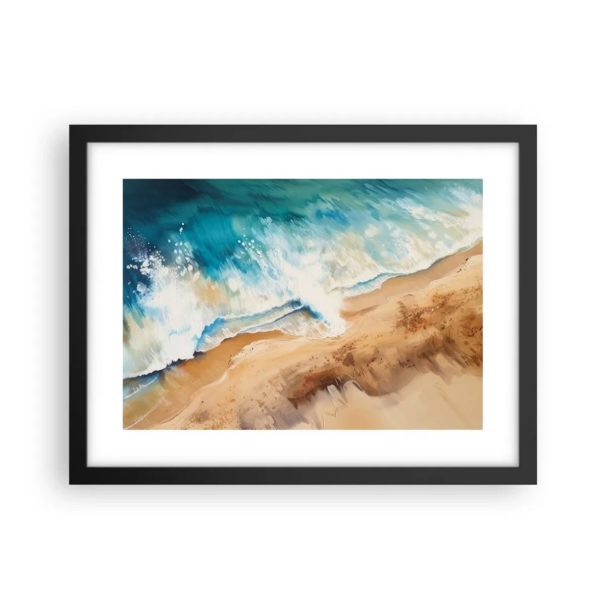 Póster en marco negro - Olas recurrentes - 40x30 cm