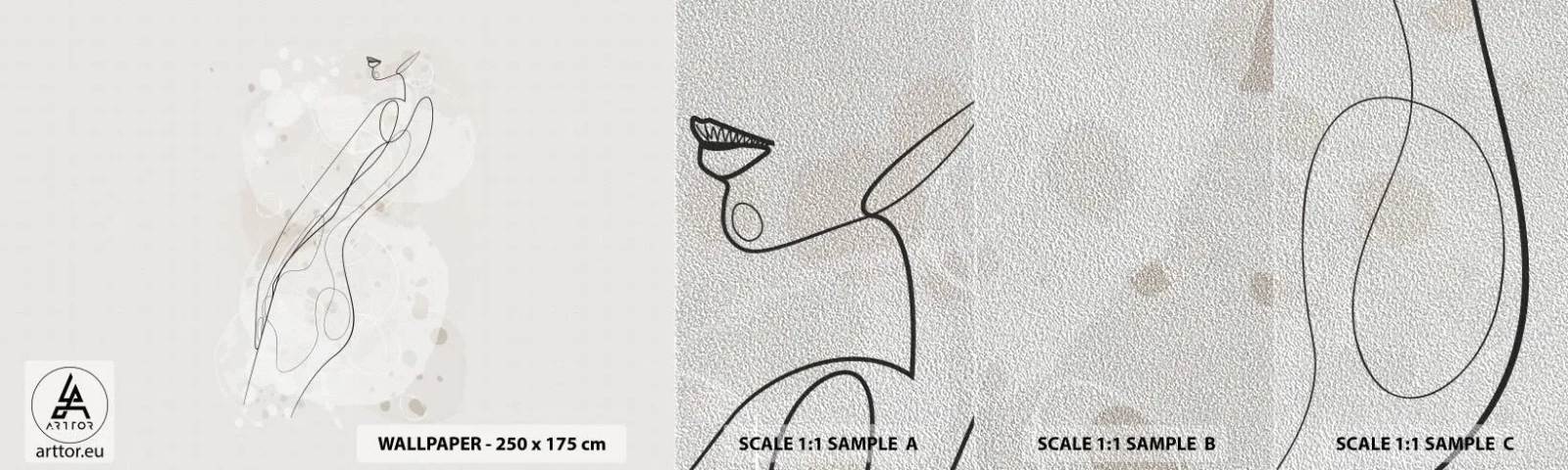 Muestra de fotomural Premium Sand - Una mirada no dice nada y al mismo tiempo lo dice todo - Gráficos, Arte lineal, Mujer - 100x30 cm