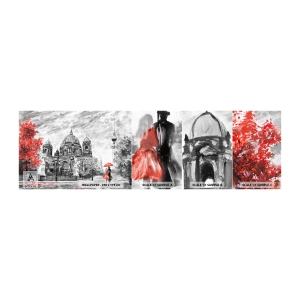 Muestra de fotomural autoadhesivo Deluxe Sticker - Reunión en Berlín - Ciudad, Cuadro, Arquitectura - 100x30 cm